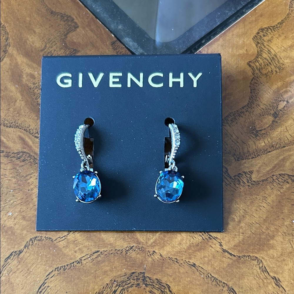 Givenchy Sapphire Blue Crystal Drop Earrings